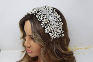 Crystals Vine leaves Headband, Pearl Bridal Hair Vine, Rhinestone Headband, Delicate Headband, Hair accessories.